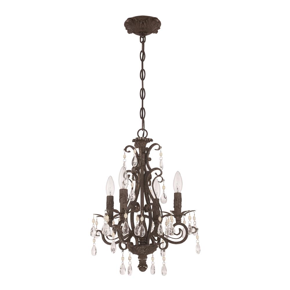 Craftmade 25614-FR Englewood 4 Light Chandelier in French Roast with Clear Crystals